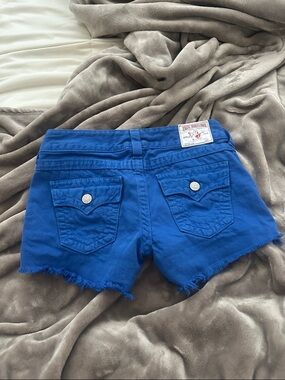 True Religion Women's Bright Blue Denim Cutoff Shorts